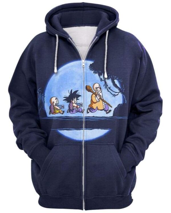 Saiyan Under The Moon - All Over Apparel - Zip Hoodie / S - www.secrettees.com