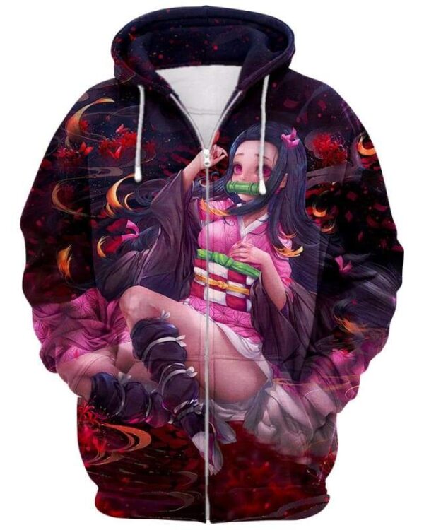 Sexy Nezuko - All Over Apparel - Zip Hoodie / S - www.secrettees.com