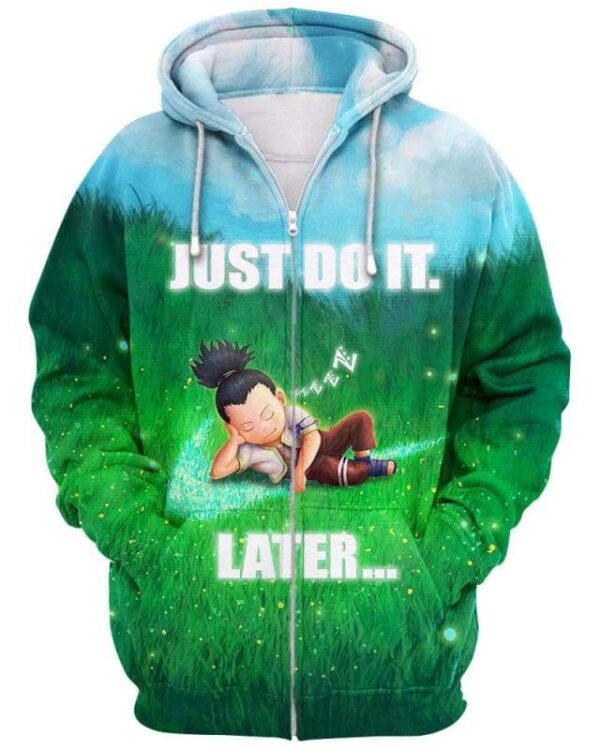 Shikamaru - Just Do It Later - All Over Apparel - Zip Hoodie / S - www.secrettees.com