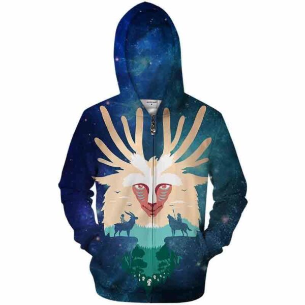 Shishigami Forest God Galaxy - All Over Apparel - Zip Hoodie / S - www.secrettees.com