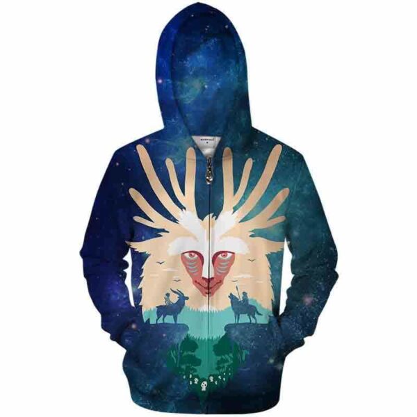 Shishigami Forest God Galaxy - All Over Apparel - Zip Hoodie / S - www.secrettees.com