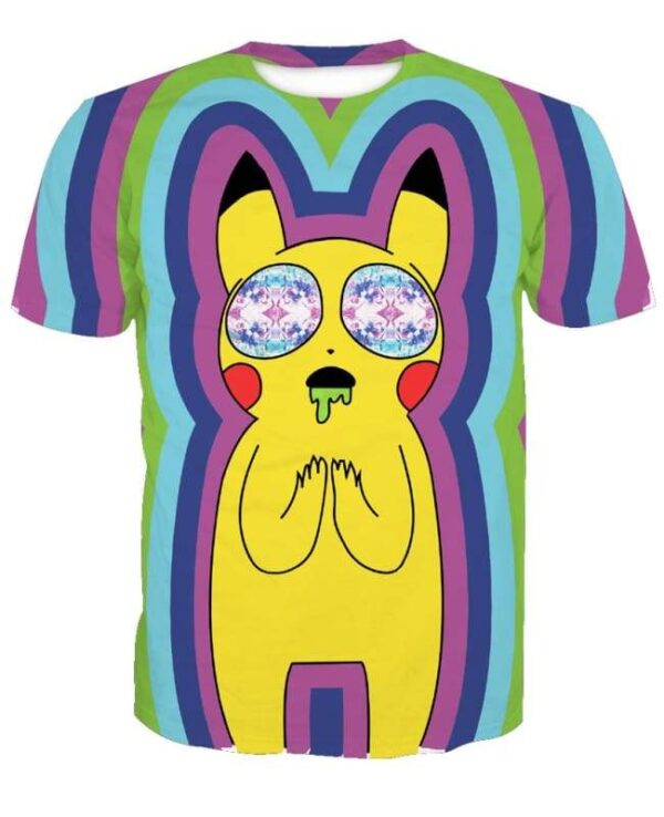 Sick Pikachu on Acid 3D T-shirt - All Over Apparel - T-Shirt / S - www.secrettees.com