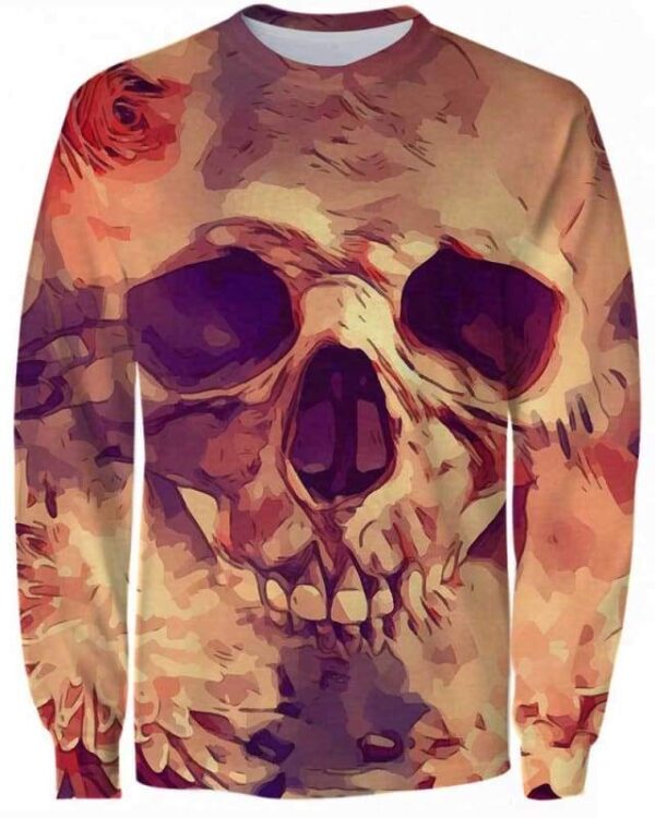 Skull Flowers Dead - All Over Apparel - Sweatshirt / S - www.secrettees.com