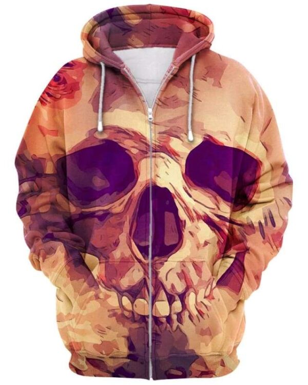 Skull Flowers Dead - All Over Apparel - Zip Hoodie / S - www.secrettees.com