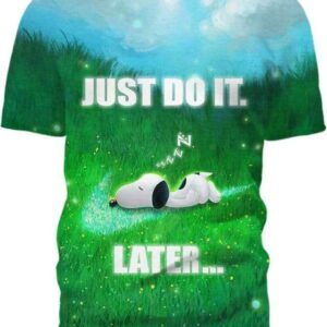 Snoopy - Just Do It Later - All Over Apparel - T-Shirt / S - www.secrettees.com