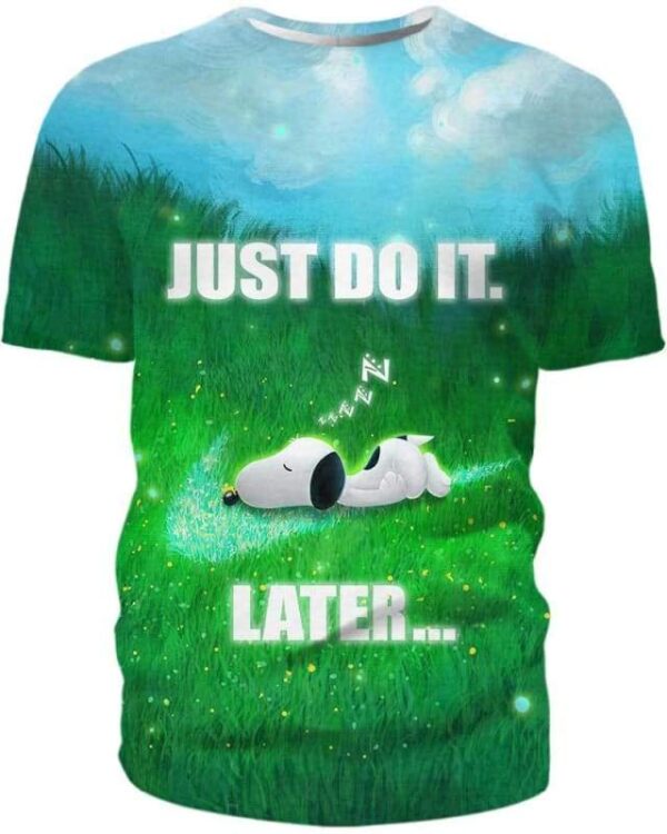 Snoopy - Just Do It Later - All Over Apparel - T-Shirt / S - www.secrettees.com