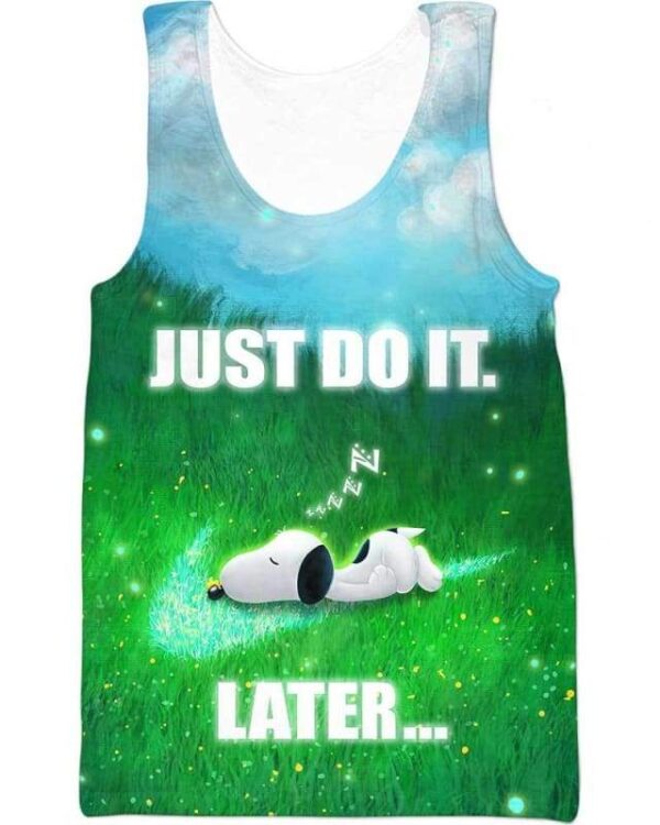 Snoopy - Just Do It Later - All Over Apparel - Tank Top / S - www.secrettees.com