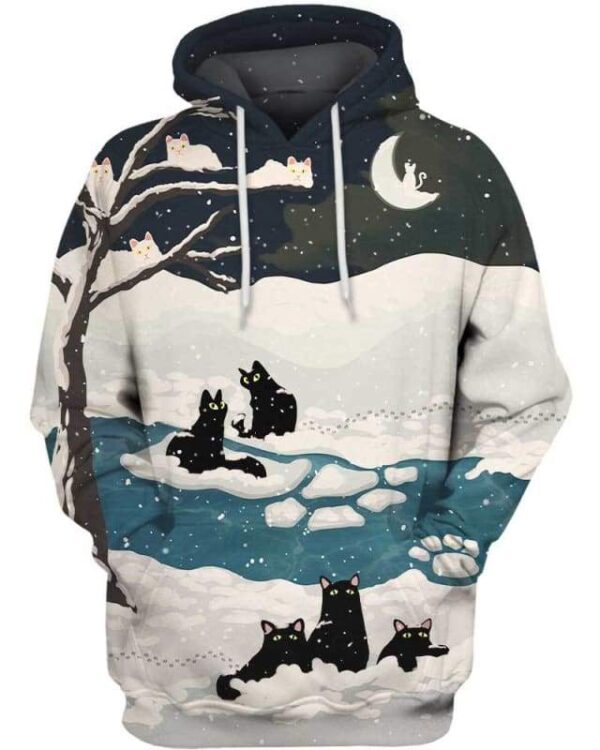 Snow Cats Tree - All Over Apparel - Hoodie / S - www.secrettees.com