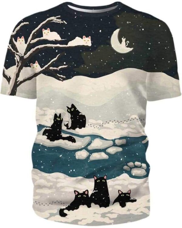 Snow Cats Tree - All Over Apparel - T-Shirt / S - www.secrettees.com