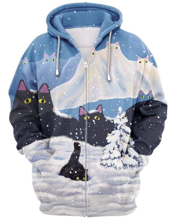 Snow Cats - All Over Apparel - Zip Hoodie / S - www.secrettees.com