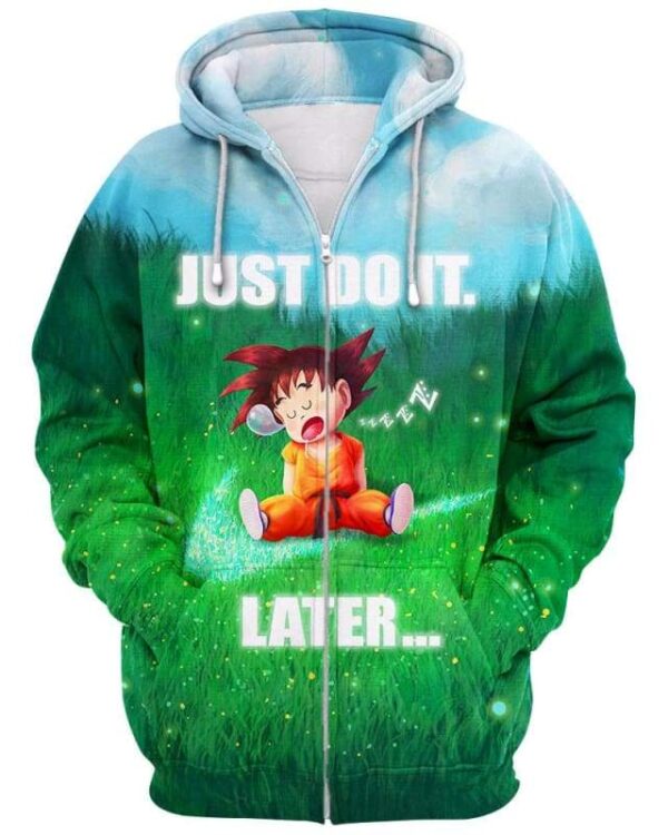 Son Goku - Just Do It Later - All Over Apparel - Zip Hoodie / S - www.secrettees.com