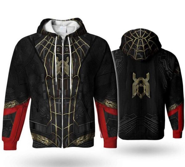 Spiderman No Way Home Costume Hoodie - All Over Apparel - Zip Hoodie / S - www.secrettees.com