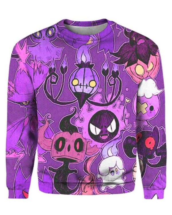 Spooky Friends - All Over Apparel - Sweatshirt / S - www.secrettees.com