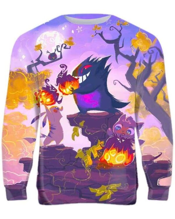 Spooky Gengar Witch - All Over Apparel - Sweatshirt / S - www.secrettees.com