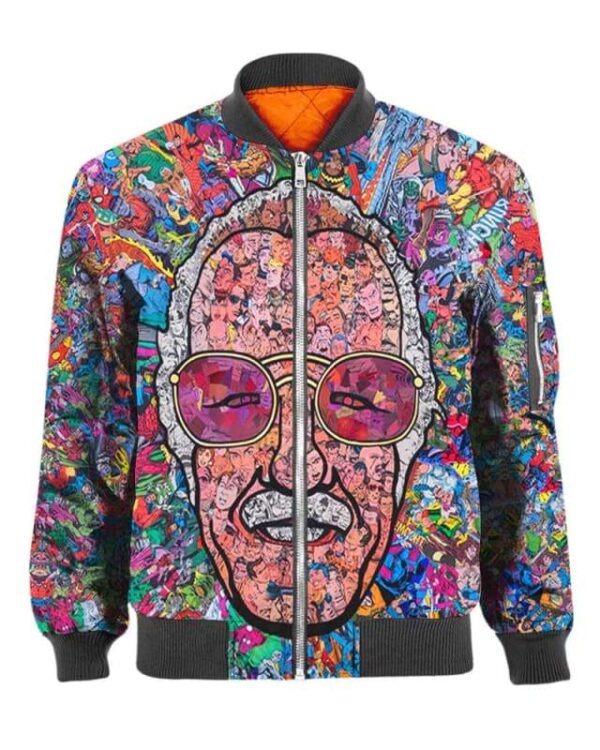 Stan Lee 3D Shirt Hoodie Sweater Tank - All Over Apparel - Bomber / S - www.secrettees.com