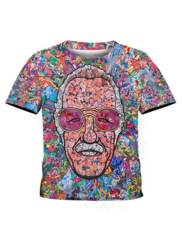 Stan Lee 3D Shirt Hoodie Sweater Tank - All Over Apparel - Kid Tee / S - www.secrettees.com