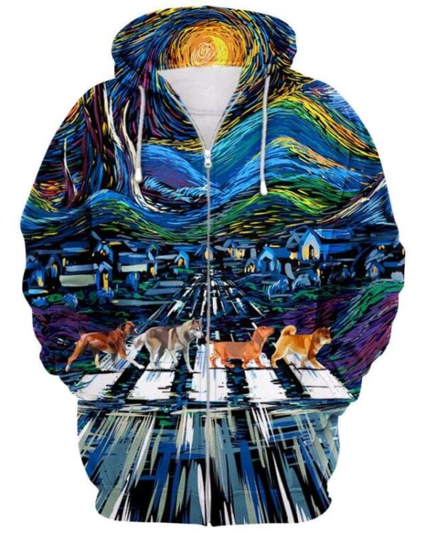 Stary Night Dog - All Over Apparel - Zip Hoodie / S - www.secrettees.com