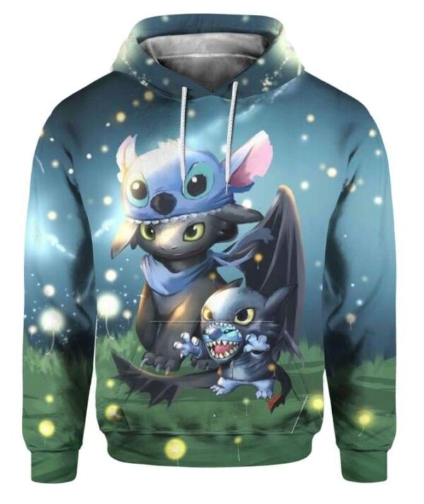 Stitch And Toothless - All Over Apparel - Hoodie / S - www.secrettees.com