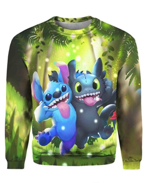 Stitch and Toothless Smile - All Over Apparel - Sweatshirt / S - www.secrettees.com