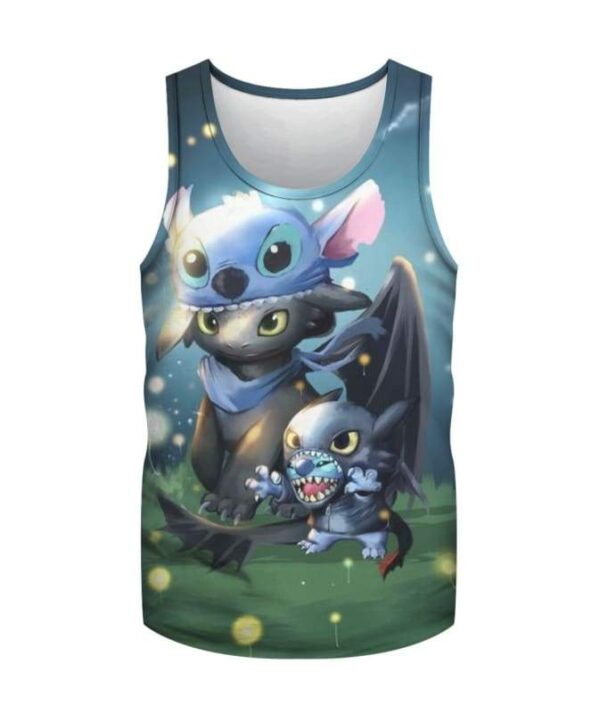 Stitch And Toothless - All Over Apparel - Tank Top / S - www.secrettees.com