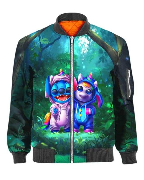 Stitch And Unicorn Change Uniform - All Over Apparel - Bomber / S - www.secrettees.com