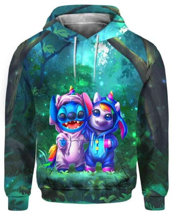 Stitch And Unicorn Change Uniform - All Over Apparel - Hoodie / S - www.secrettees.com