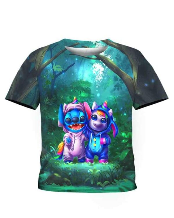 Stitch And Unicorn Change Uniform - All Over Apparel - Kid Tee / S - www.secrettees.com