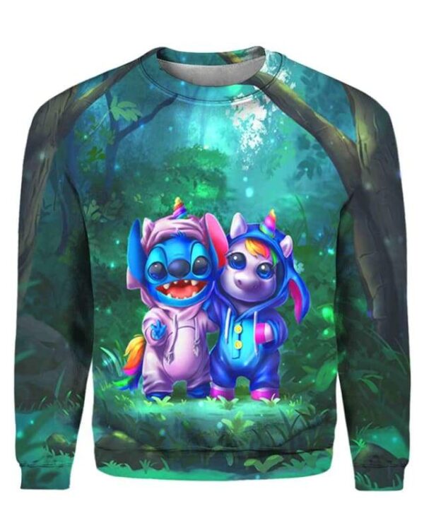 Stitch And Unicorn Change Uniform - All Over Apparel - Sweatshirt / S - www.secrettees.com