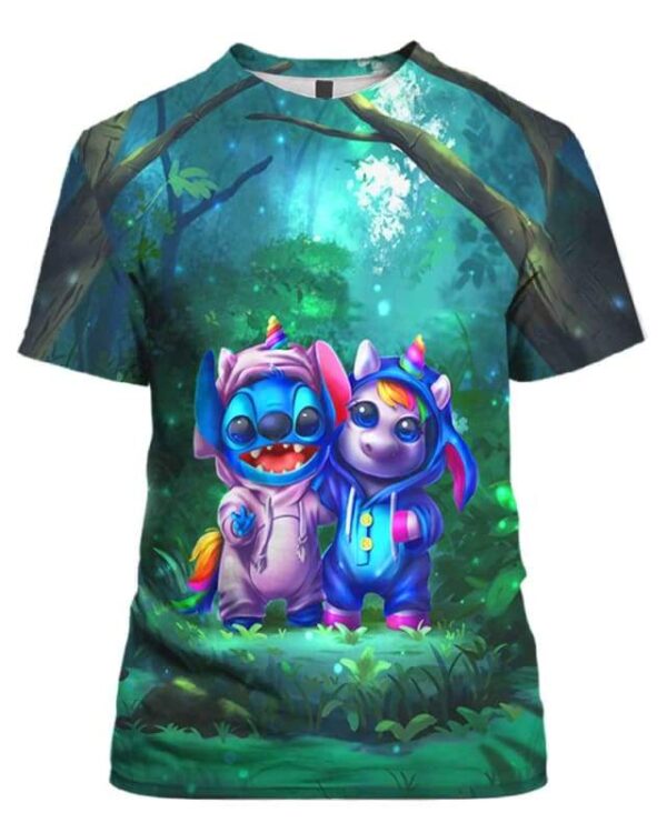 Stitch And Unicorn Change Uniform - All Over Apparel - T-Shirt / S - www.secrettees.com