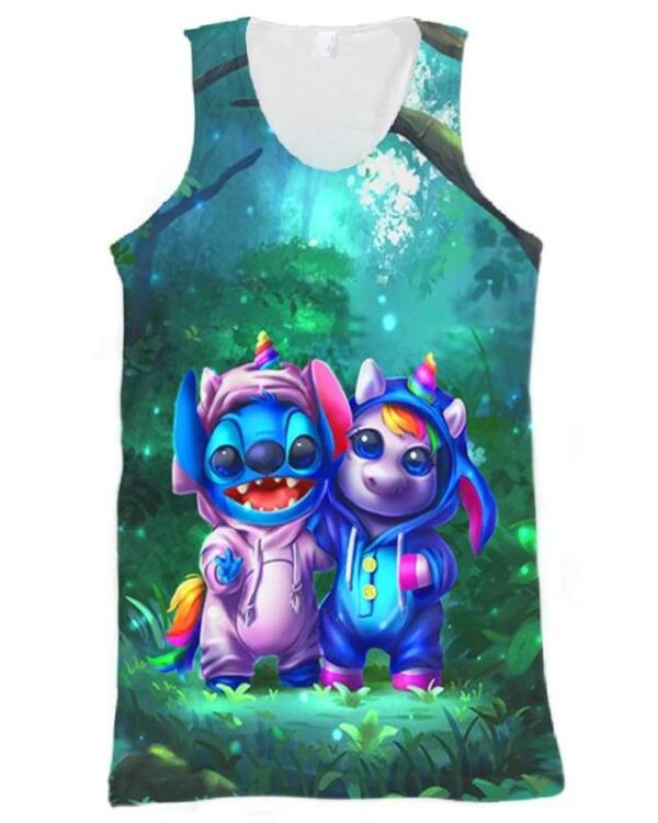 Stitch And Unicorn Change Uniform - All Over Apparel - Tank Top / S - www.secrettees.com