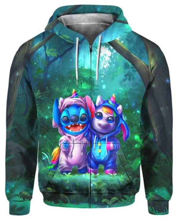 Stitch And Unicorn Change Uniform - All Over Apparel - Zip Hoodie / S - www.secrettees.com