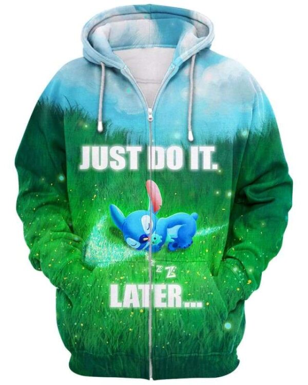 Stitch - Just Do It Later - All Over Apparel - Zip Hoodie / S - www.secrettees.com