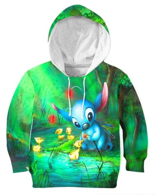Stitch Loves Everything - All Over Apparel - Kid Hoodie / S - www.secrettees.com