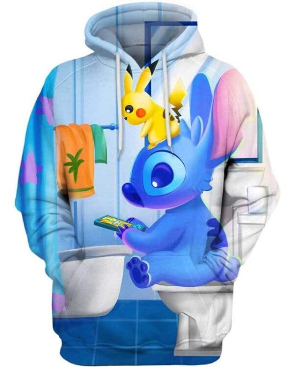 Stitch Sitting in Toilet - All Over Apparel - Hoodie / S - www.secrettees.com