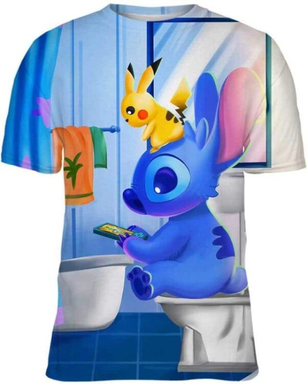 Stitch Sitting in Toilet - All Over Apparel - Kid Tee / S - www.secrettees.com