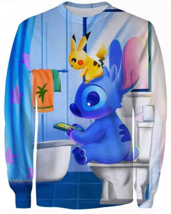 Stitch Sitting in Toilet - All Over Apparel - Sweatshirt / S - www.secrettees.com