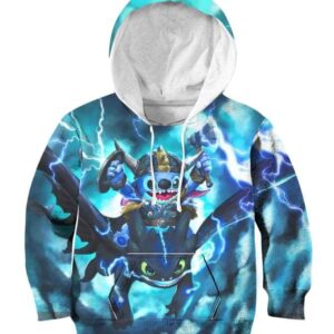 Stitch Toothless Viking - All Over Apparel - Kid Hoodie / S - www.secrettees.com