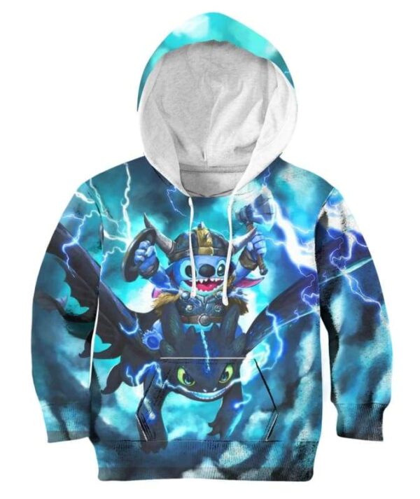 Stitch Toothless Viking - All Over Apparel - Kid Hoodie / S - www.secrettees.com