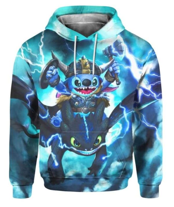 Stitch Toothless Viking - All Over Apparel - Zip Hoodie / S - www.secrettees.com