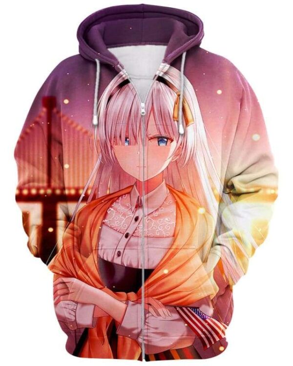 Sunset Girl - All Over Apparel - Zip Hoodie / S - www.secrettees.com