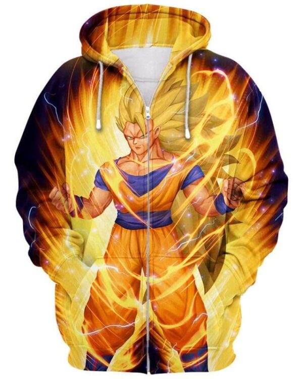 Super Saiyan Goku - All Over Apparel - Zip Hoodie / S - www.secrettees.com