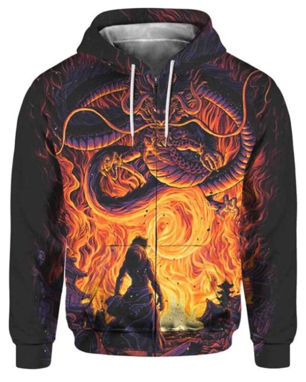 The Confrontation Of Destiny Luffy VS Kaido - All Over Apparel - Zip Hoodie / S - www.secrettees.com