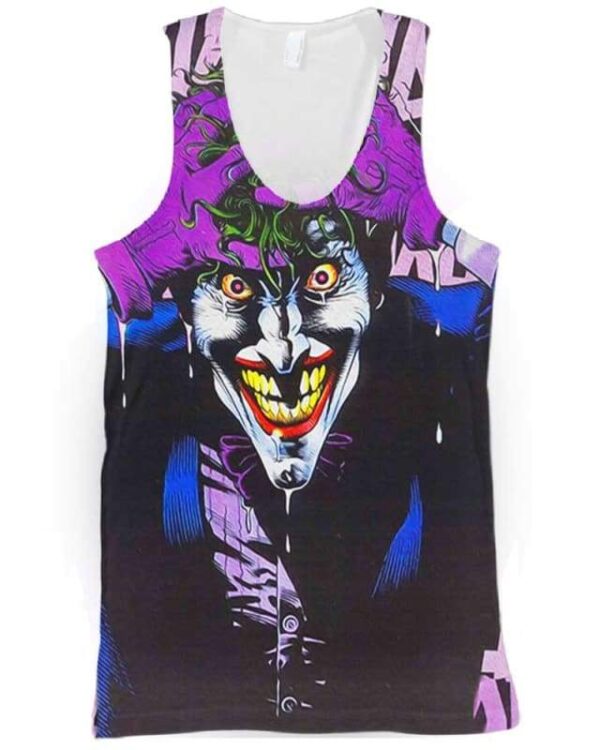 The Crazy Smile Joker - All Over Apparel - Tank Top / S - www.secrettees.com