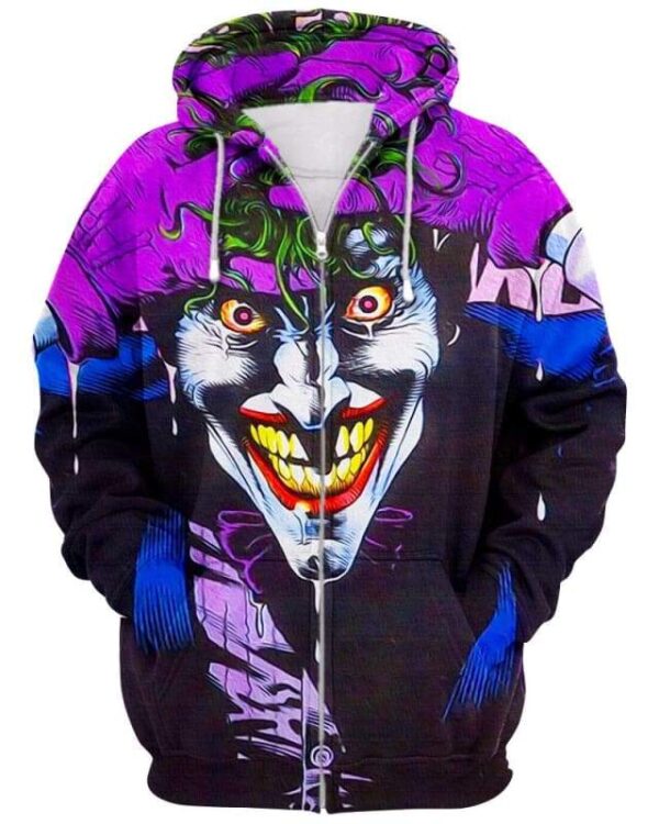 The Crazy Smile - All Over Apparel - Zip Hoodie / S - www.secrettees.com