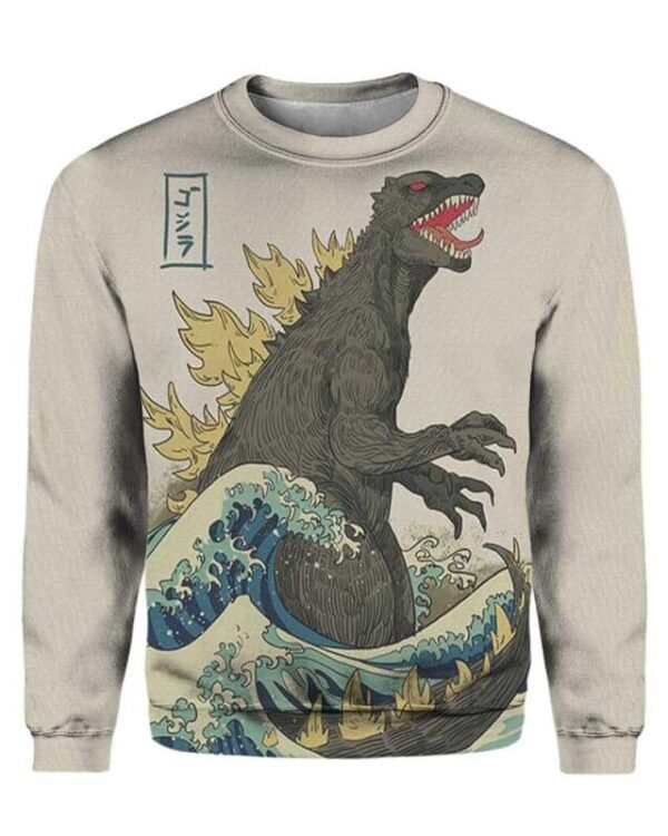 The Great Godzilla of Kanagawa - All Over Apparel - Sweatshirt / S - www.secrettees.com