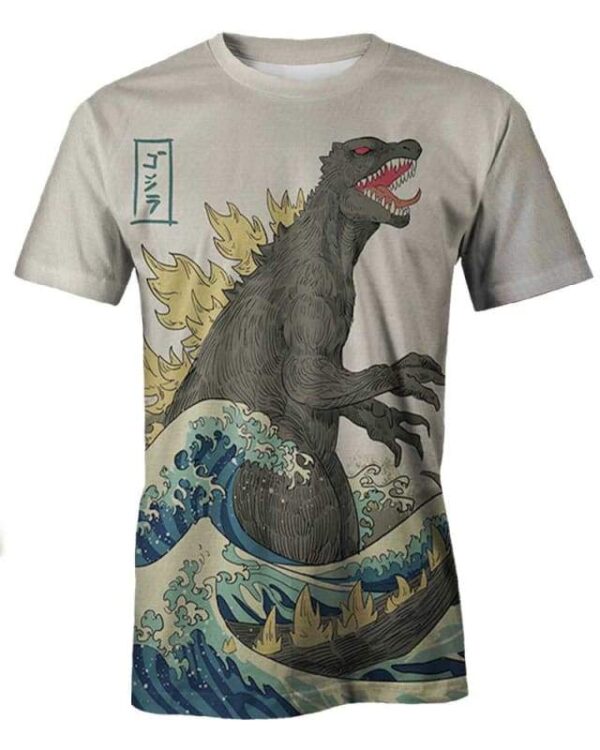 The Great Godzilla of Kanagawa - All Over Apparel - T-Shirt / S - www.secrettees.com