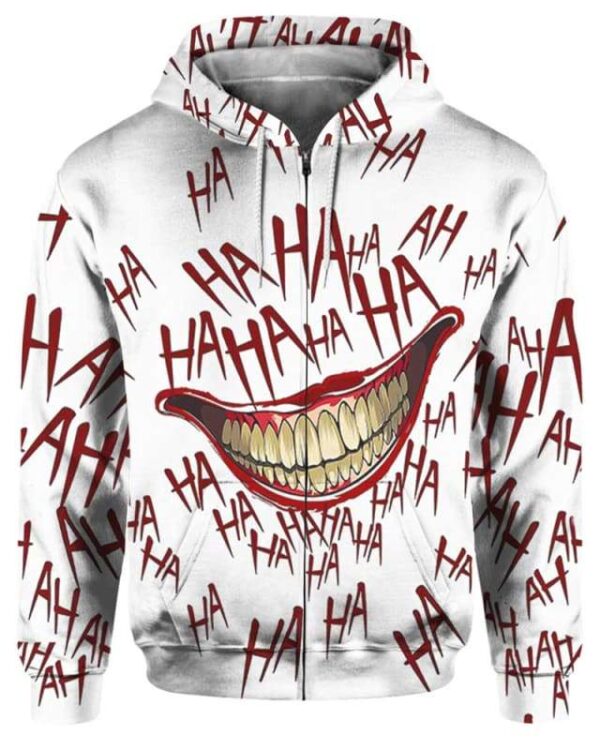The Joker Laugh - All Over Apparel - Zip Hoodie / S - www.secrettees.com