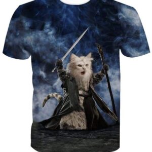 The Lord of the Rings Scary Wizard White Cat Incredible Blue T-shirt - All Over Apparel - T-Shirt / S - www.secrettees.com