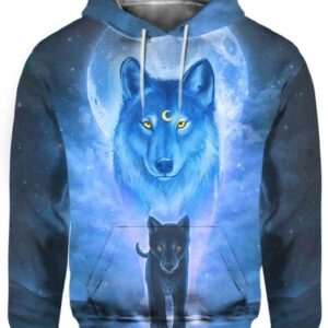 The Sun And Wolves Blue - All Over Apparel - Hoodie / S - www.secrettees.com