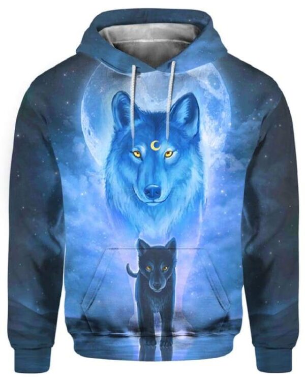 The Sun And Wolves Blue - All Over Apparel - Hoodie / S - www.secrettees.com